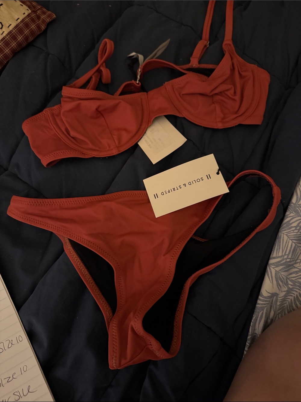 SOLID & STRIPED Rust-Tone Underwire Bikini Set